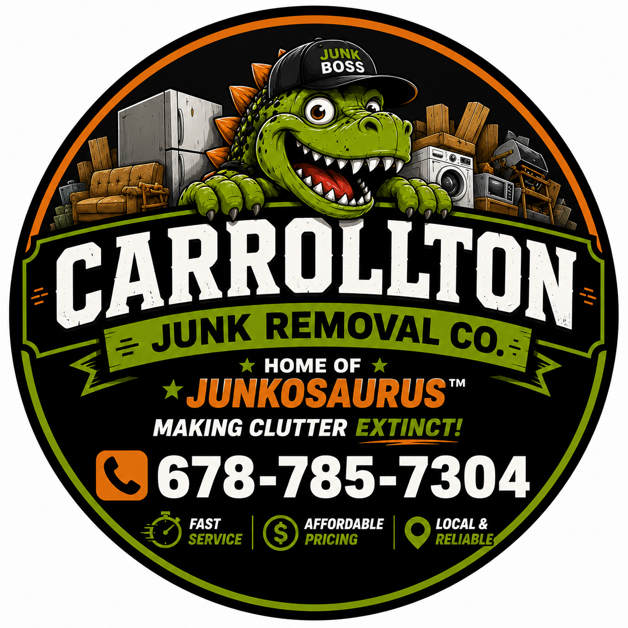 Carrollton Junk Removal Co. Junkosaurus logo
